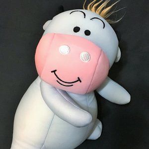 RARE Japan Microbead Plush Blue Pink Cow Pillow